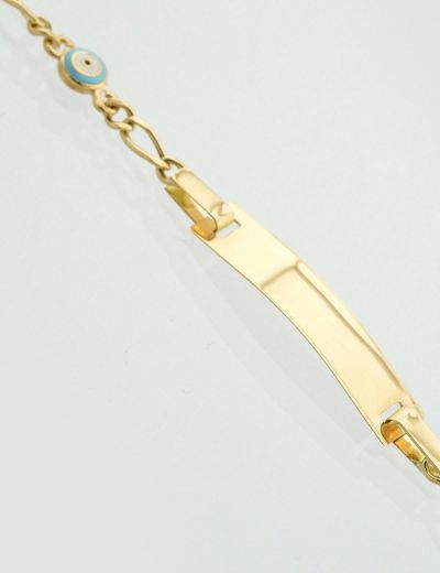 Mavi Nazar Boncuk Altın Çocuk Künye Bileklikk resmi