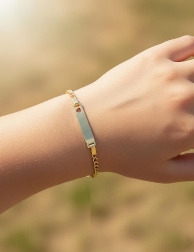 Altın Bebek Künye Bileklik-Kalp Figürlü resmi