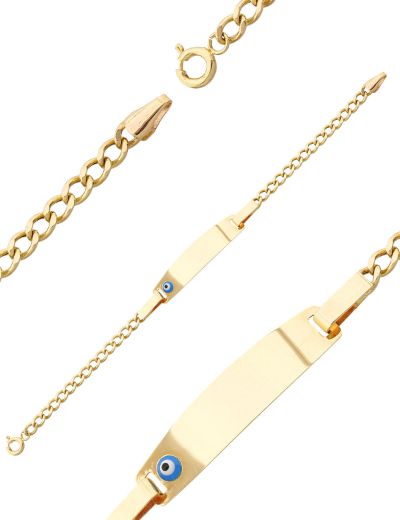 Altın Bebek Künye Bileklik-Nazar Boncuklu resmi