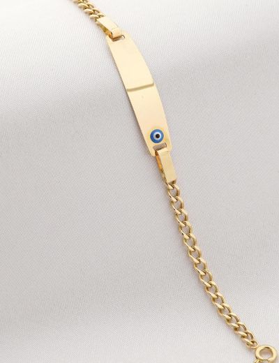 Altın Bebek Künye Bileklik-Nazar Boncuklu resmi