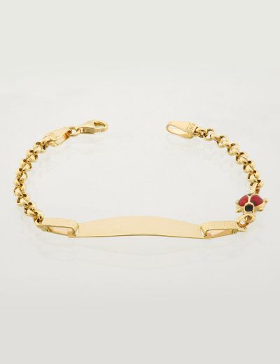 14 Ayar Altın Uğur Böceği Çocuk Künye Bileklik resmi