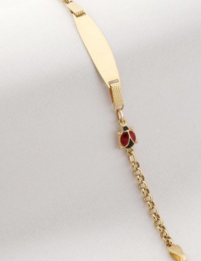 14 Ayar Altın Uğur Böceği Çocuk Künye Bileklik resmi