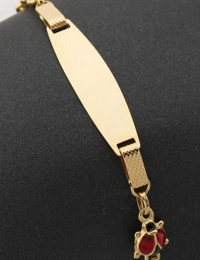 14 Ayar Altın Uğur Böceği Çocuk Künye Bileklik resmi