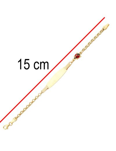 14 Ayar Altın Uğur Böceği Çocuk Künye Bileklik resmi