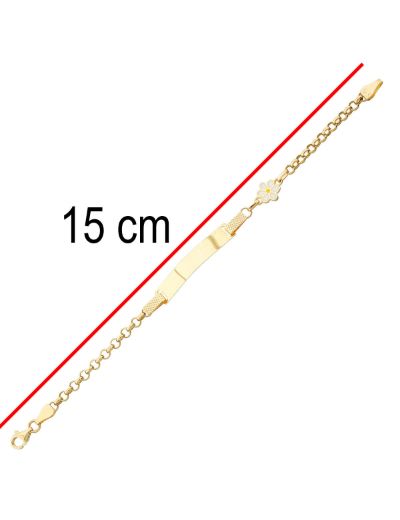 14 Ayar Altın Papatya Çocuk Künye Bileklik resmi