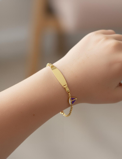 Yelkenli Altın Çocuk Künye Bileklik resmi