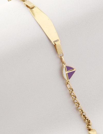 Yelkenli Altın Çocuk Künye Bileklik resmi