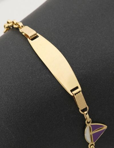 Yelkenli Altın Çocuk Künye Bileklik resmi