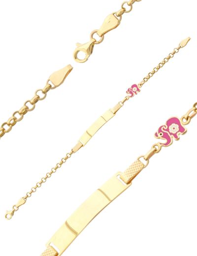 Pembe Fil Çocuk Künye Bileklik resmi