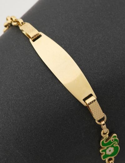 Yeşil Fil Altın Çocuk Künye Bileklik resmi