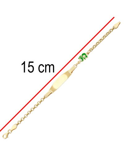 Yeşil Fil Altın Çocuk Künye Bileklik resmi