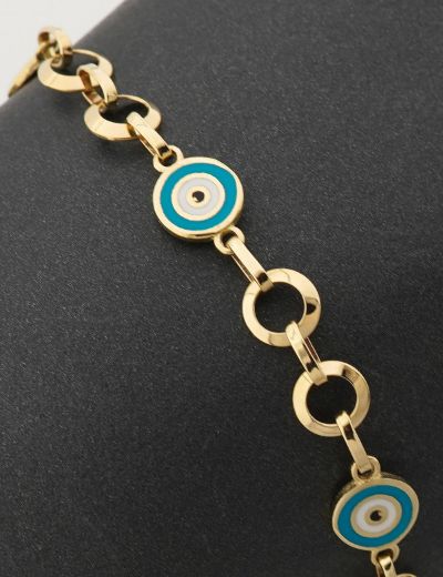 Göz Mineli Nazar Boncuğu Altın Çocuk Bileklik resmi