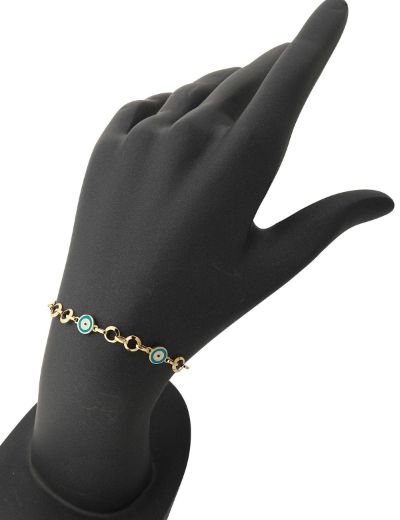 Göz Mineli Nazar Boncuğu Altın Çocuk Bileklik resmi