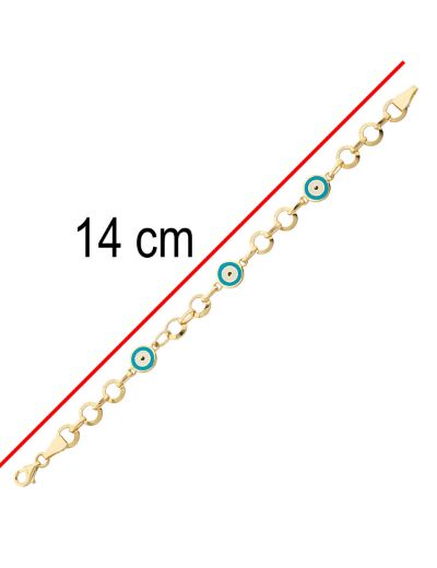 Göz Mineli Nazar Boncuğu Altın Çocuk Bileklik resmi