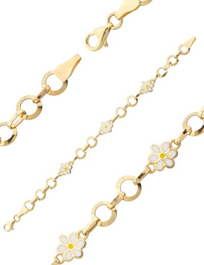 Beyaz Çiçek Altın Çocuk Bileklik resmi