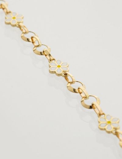 Beyaz Çiçek Altın Çocuk Bileklik resmi