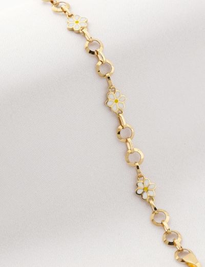 Beyaz Çiçek Altın Çocuk Bileklik resmi