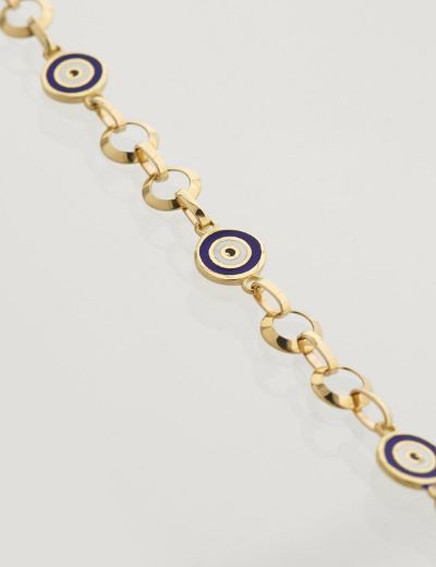 Göz Mineli Nazar Boncuğu Altın Çocuk Bileklik resmi