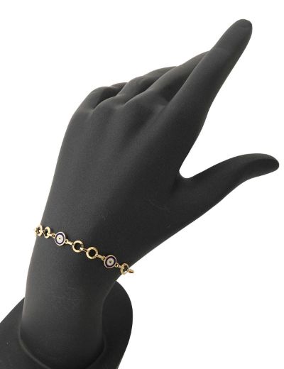 Göz Mineli Nazar Boncuğu Altın Çocuk Bileklik resmi