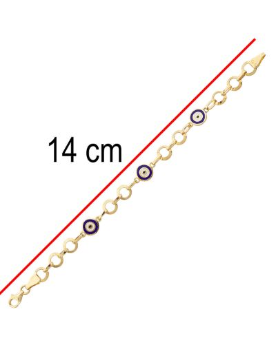 Göz Mineli Nazar Boncuğu Altın Çocuk Bileklik resmi