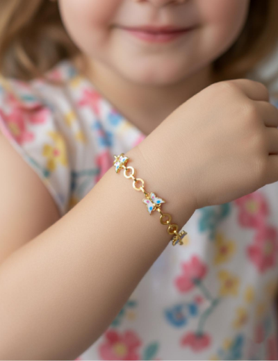 Renkli Kelebek Altın Çocuk Bileklik resmi