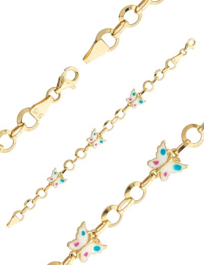 Renkli Kelebek Altın Çocuk Bileklik resmi