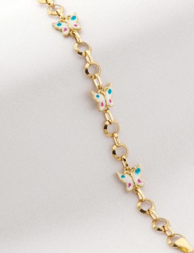 Renkli Kelebek Altın Çocuk Bileklik resmi