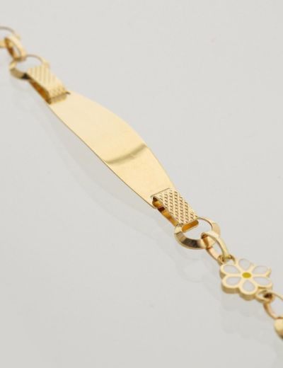 Beyaz Çiçek Altın Çocuk Künye Bileklik resmi