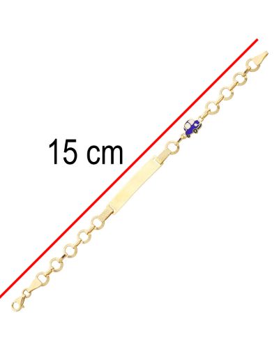 Araba Figürlü Altın Çocuk Künye Bileklik resmi