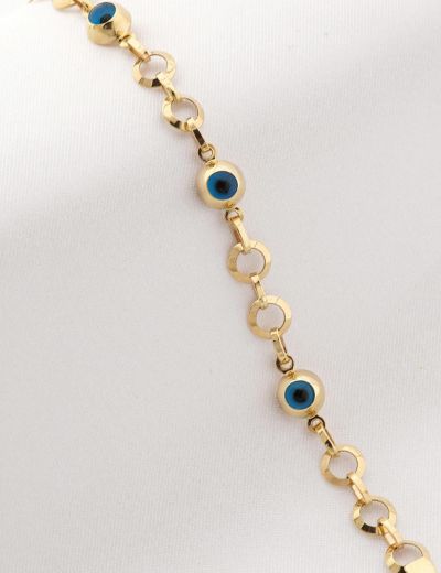 Göz Boncuğu Nazarlık Altın Çocuk Bileklik resmi