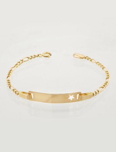 Figaro Zincir Yıldız Altın Çocuk Künye Bileklik resmi