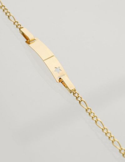 Figaro Zincir Yıldız Altın Çocuk Künye Bileklik resmi