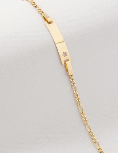 Figaro Zincir Yıldız Altın Çocuk Künye Bileklik resmi