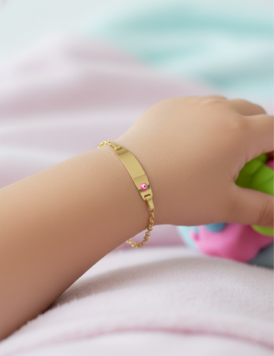 Altın Bebek Künye Bileklik-Nazar Boncuklu resmi