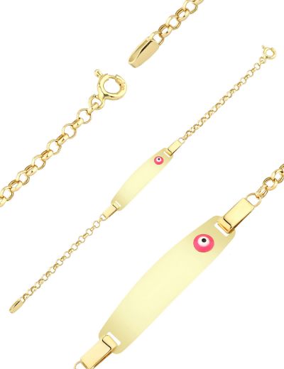 Altın Bebek Künye Bileklik-Nazar Boncuklu resmi