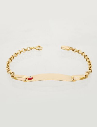 Altın Bebek Künye Bileklik-Nazar Boncuklu resmi