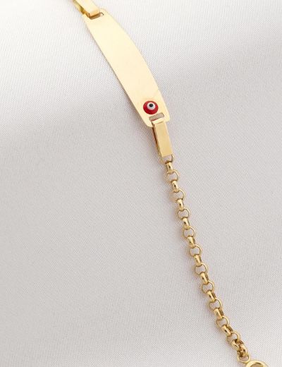 Altın Bebek Künye Bileklik-Nazar Boncuklu resmi