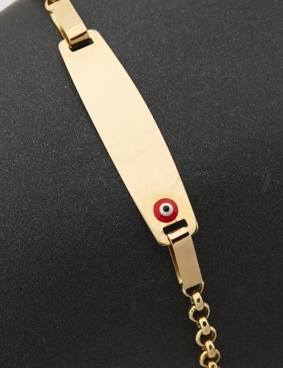 Altın Bebek Künye Bileklik-Nazar Boncuklu resmi