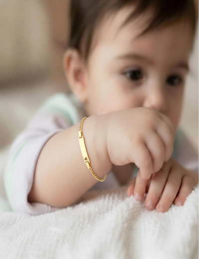 Altın Bebek Künye Bileklik-Kalp Figürlü resmi