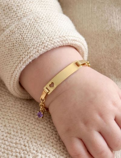 14 Ayar Altın Bebek Künye Bileklik-Kalp Figürlü resmi