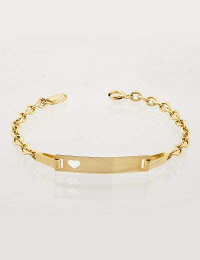 Altın Bebek Künye Bileklik-Kalp Figürlü resmi