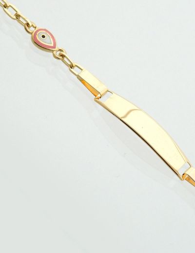 Damla Pembe Mineli Çocuk Künye Bileklik resmi