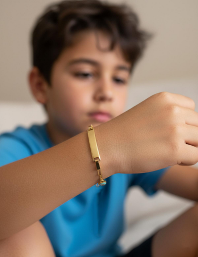 Mavi Göz Mineli Çocuk Künye Bileklik resmi