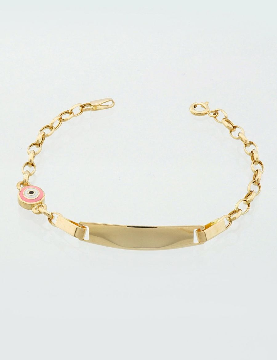 Pembe Mineli Bebek Künye Bileklik resmi