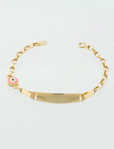 Pembe Mineli Bebek Künye Bileklik resmi