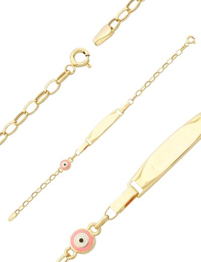 Pembe Mineli Bebek Künye Bileklik resmi