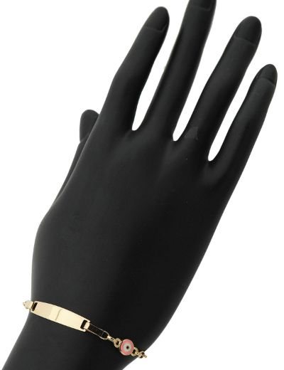 Pembe Mineli Bebek Künye Bileklik resmi