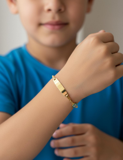 Mavi Mineli Bebek Künye Bileklik resmi