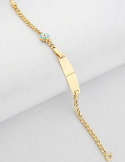 Mavi Mineli Çocuk Künye Bileklik resmi