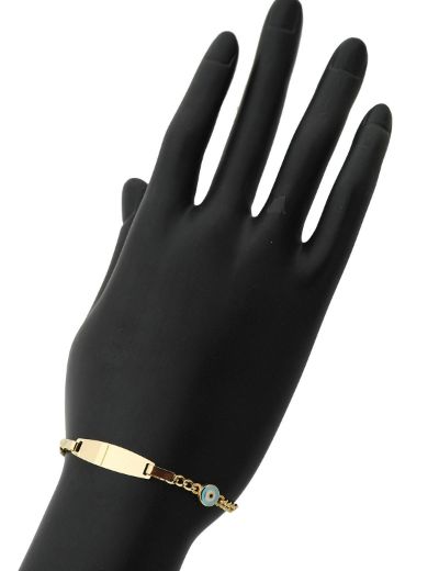 Mavi Mineli Çocuk Künye Bileklik resmi